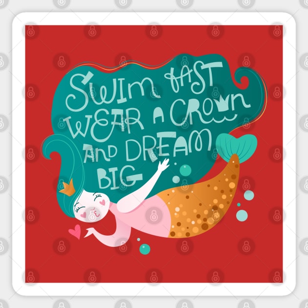 Mermaid swim fast wear a crown Sticker by Mako Design 